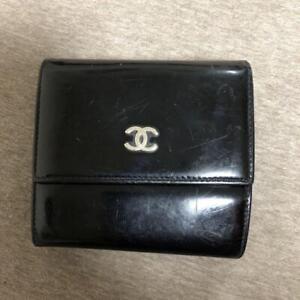 Authentic CHANEL Bifold Wallet Purse Card Coin Bill Case Black