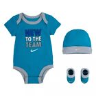3 Piece Nike Baby Boys Outfit Gift Set, 0-6 Months, Bodysuit Booties Teal B23MPA