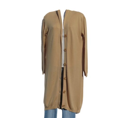 Cashmere Blend | High Quality | Knit | Long | Button | Coat | S-M | Camel