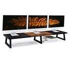 New ListingMARTY 42 inch Long Dual Monitor Stand Large Monitor Riser Wood TV Black+Brown