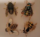 4 Pc Bee Brooch Pin Lot Beautiful Bee Insect Jewelry Assortment Rhinestone E204