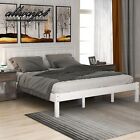 Platform Bed Frame with Headboard, Wood Slat Support, Queen, White