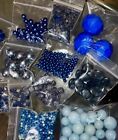 LOT Mixed Loose Beads Acrylic, Stone, Faux Pearl Shades of Blue Vtg. & Modern
