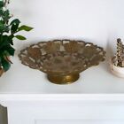 Enamel Brass Bowl Made in India. Vintage Reticulated Pedestal Bowl.
