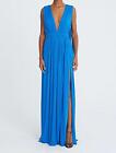 NWT Authentic Halston Ashley Jersey V-Neck Gown Dress in Azure MSRP $745.00