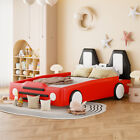 Car-Shaped Platform Bed w/ Wheels Twin Size Bed Frame Kids Floor Bed Bedroom Set