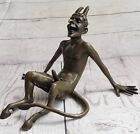 New ListingSigned Original Nude Devil Dark Angel Satyr Mythical Bronze Sculpture Figurine