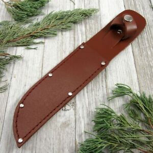 FIXED-BLADE KNIFE SHEATH | Brown Leather Belt Pouch - For Blades up to 6