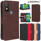 For AT&T Motivate 4 Retro Leather Wallet Card Holder Case + Screen Protector
