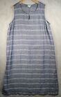 Pure Jill Tank Dress Linen Womens Plus 3X Blue Striped Maxi Sleeveless Pockets