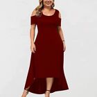 Womens Knit Cold Shoulder Maxi Dress Plus Size 2X Red High Low Pullover Party