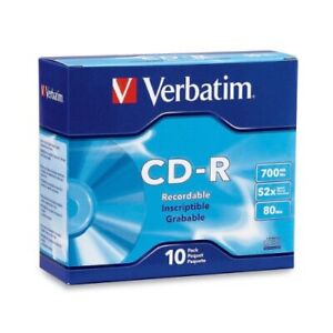 Verbatim CD-R 700MB 52X with Branded Surface - 10pk Slim Case (VER94935)