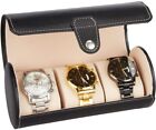 Vegan Leather Watch Case 3-Slot, Watch Roll Travel Storage Organizer