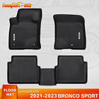 Floor Mats TPE Liners Set for 2021-2023 Ford Bronco Sport 3D Molded All Weather (For: 2021 Ford Bronco Sport Badlands)