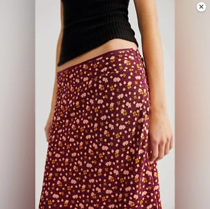 NWT Free People IRL Mini Skirt Floral Print Plum Combo Size 8 (MEDIUM)