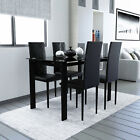 Modern Dining Table Set Kitchen Table Set Dining Table w/ 4 Leather Chairs Black
