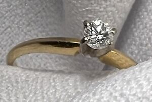 0.25ct Round Cut Diamond Solitaire Engagement Ring 14k Yellow Gold Size 7