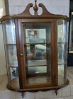 Vintage Butler 175 Rounded Glass Wood Curio Cabinet for Wall, Two Shelves