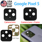 1-2 Rear Main Camera Lens with Tape Cover Frame Bracket Glass For Google Pixel 5