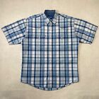 Vintage Wrangler Pearl Western Shirt  Short Sleeve Mens Blue Plaid XL