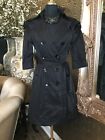 Bebe Womens Black Cotton Double Breasted Trench Belt Coat Jacket Size S