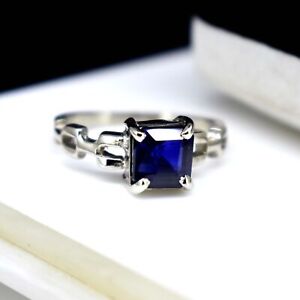 7X6 MM Royal Blue Sapphire Solid 925 Sterling Silver Engagement Ring US 6.5