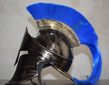 Antique Steel King Leonidas Greek Spartan 300 Movie Helmet With Blue Plume Gift