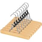 AMKUFO 12 Pack Natural Wooden Pants Hangers with Clips Non  Assorted Colors