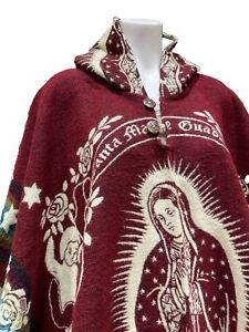 ALPACA WOOL PONCHO, Virgin De Guadalupe, Very Soft & Warm, Handmade In Ecuador