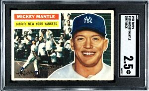 Mickey Mantle 1956 Topps Gray Back Baseball Card #135. SGC 2.5. Good+