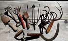 Lot of 9 Vintage Antique Farm Garden & Hand Tools Cultivator Claw Tines Sickles