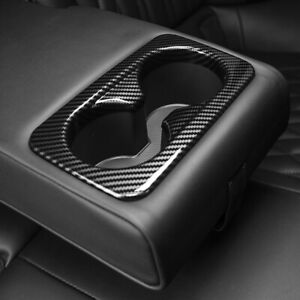 1X Carbon Fiber Look Car Rear Water Cup Holder Cover Trim For 2023 2024 Kia Niro (For: 2023 Kia Niro)