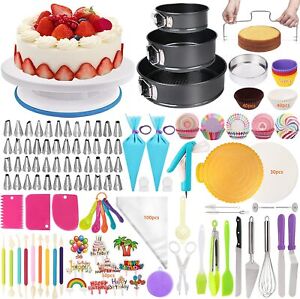 469x Set Cake Decorating Supplies Kit Baking Tools Turntable Stand Cupcake liner