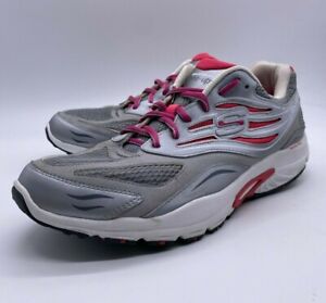 Skechers Tone-Ups Women Size 10 Gray Pink Athletic Shoes Low Top Lace Up Running