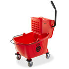 26 Quart Commercial Mop Bucket with Side Press Wringer, Red