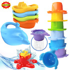 Baby Bath Toys for Toddlers 12 pcs Rainbow Stacking Cups Bath Boats Watering Can