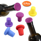 Silicone Wine Stoppers, Bottle Stopper, Wine Bottle Cork, Set of 5 (Colors)