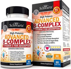 Vitamin B Complex Capsules, Bioschwartz Super Vitamin B Complex Vitamin C, 60ct