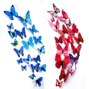 12pcs 3D Butterfly Wall Stickers Art Decals Home Room Decorations Decor Kids