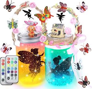 Fairy Lantern Craft Kit DIY Mason Jar 13 Colors Night Light Crafts Gift for Kids