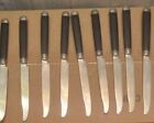 H & Cie Solid 950 Sterling French Dinner Knives Ebony Minerva Set of 9 EUC