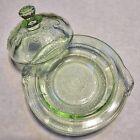 Antique Hocking PRINCESS GREEN DEPRESSION GLASS BUTTER DISH with LID