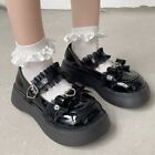 Lolita Chunky Platform Shoes Women's Patent Leather Lace Ankle Strap Pumps Shoes