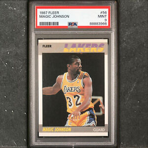 1987 Fleer #56 MAGIC JOHNSON PSA 9 MINT Lakers HOF