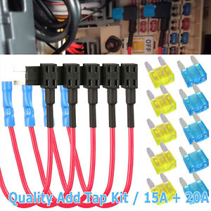 Car Add-a-circuit Fuse TAP Adapter Set, Mini ATM APM 15 20 AMP Blade Wholesale