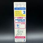 1981 ALCS “THE WAVE” DEBUT BY CRAZY GEORGE HENDERSON YANKEES VS A’S TICKET STUB