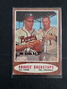 1962 TOPPS BASEBALL SET-BREAK #351 Braves' Backstops (Joe Torre Del Crandall)