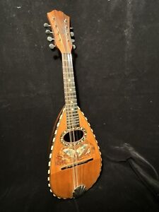 Antique MANDOLIN teardrop Bowlback Mother of Pearl Butterfly Inlay 8 Strings