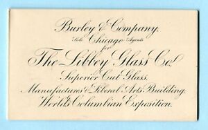 1893 Chicago World’s Fair LIBBEY GLASS Folding Trade Card COLUMBIAN EXPOSITION