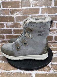 Sorel Explorer Joan Gray Suede Waterproof Winter Boots NL3039-052 Womens Size 9
